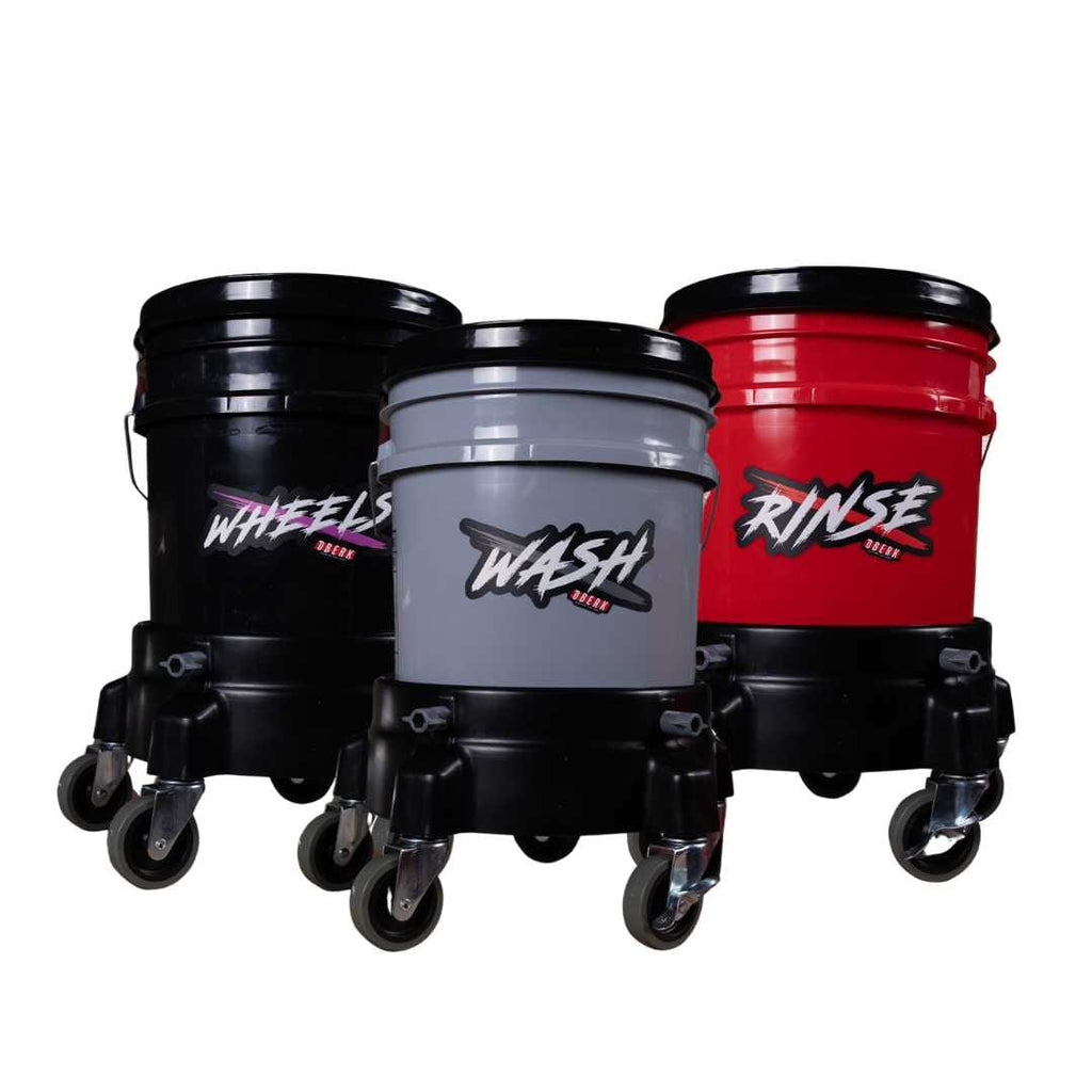 white-box image of Wash bucket kit with grit guards, gamma seal lids, and grit guard dollys